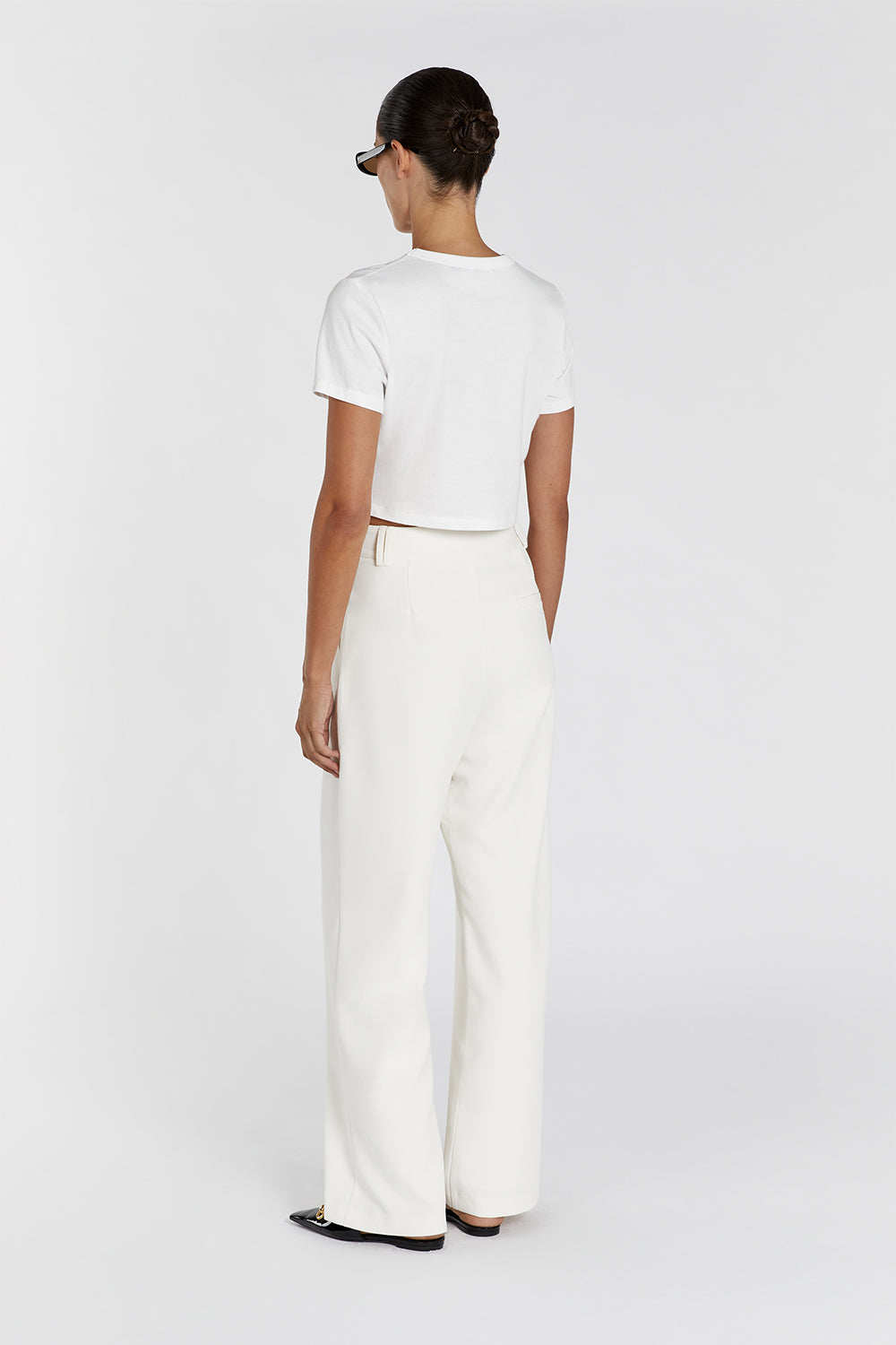 Josey Off White Cropped Baby Tee - Relaxed Fit Short Sleeve Top