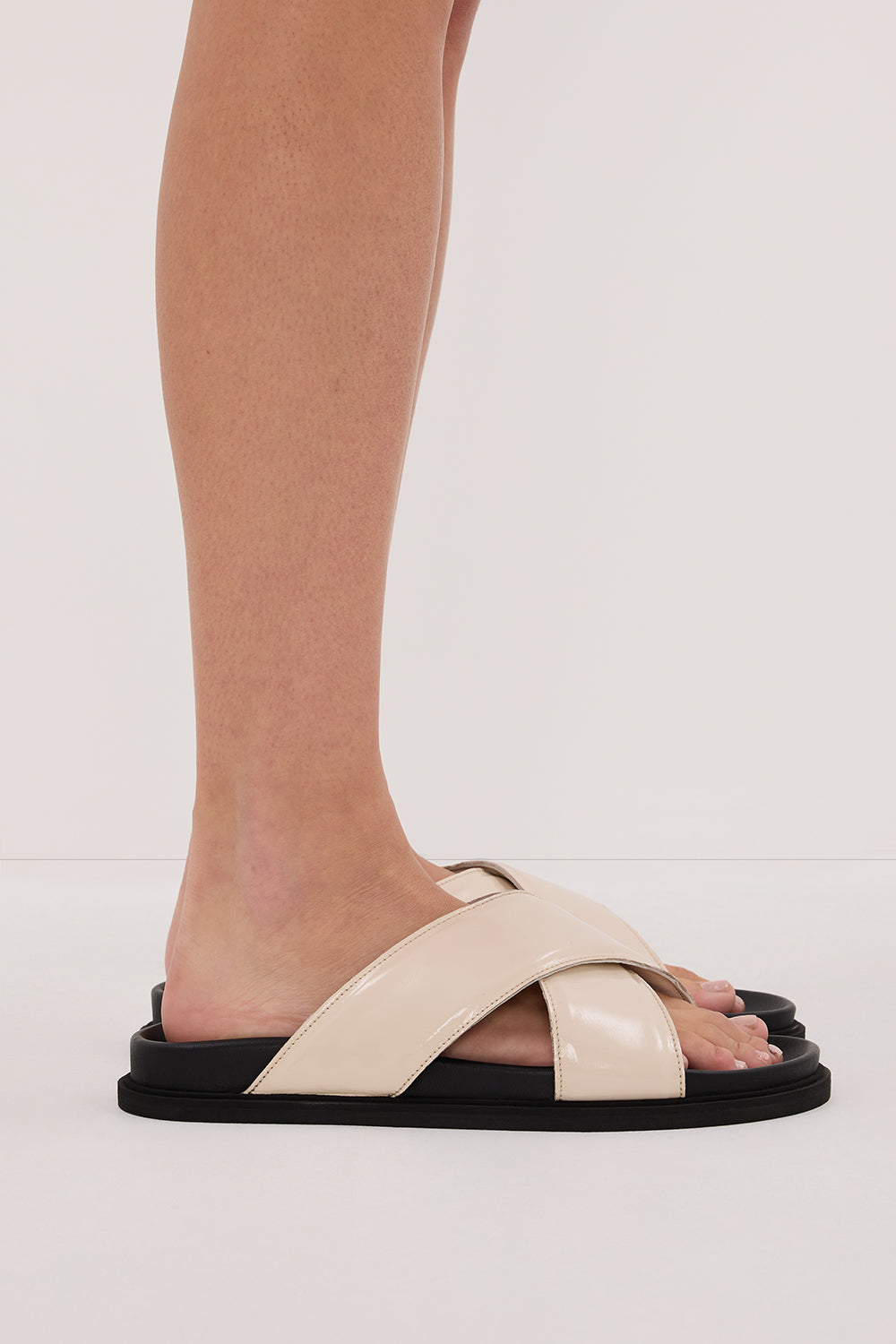 DOF Studios Rosa Ivory Strappy Sandals with Padded Footbed