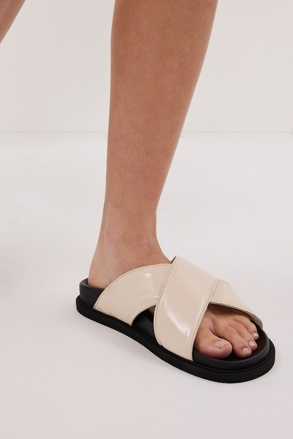DOF Studios Rosa Ivory Strappy Sandals with Padded Footbed