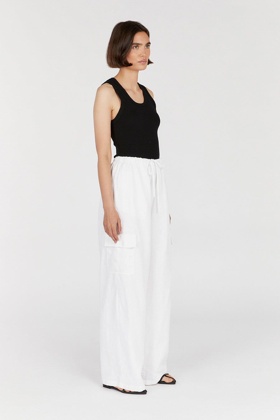 Women's Black Cotton Blend Tank Top - Lexi Sleeveless Scoop Neck