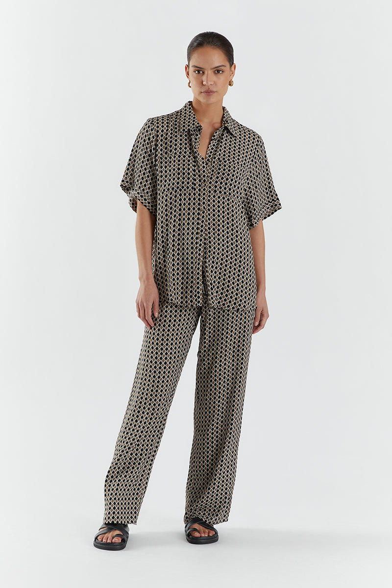 Brooks Geo Vacation Shirt - Lightweight Viscose Oversized Button-Up