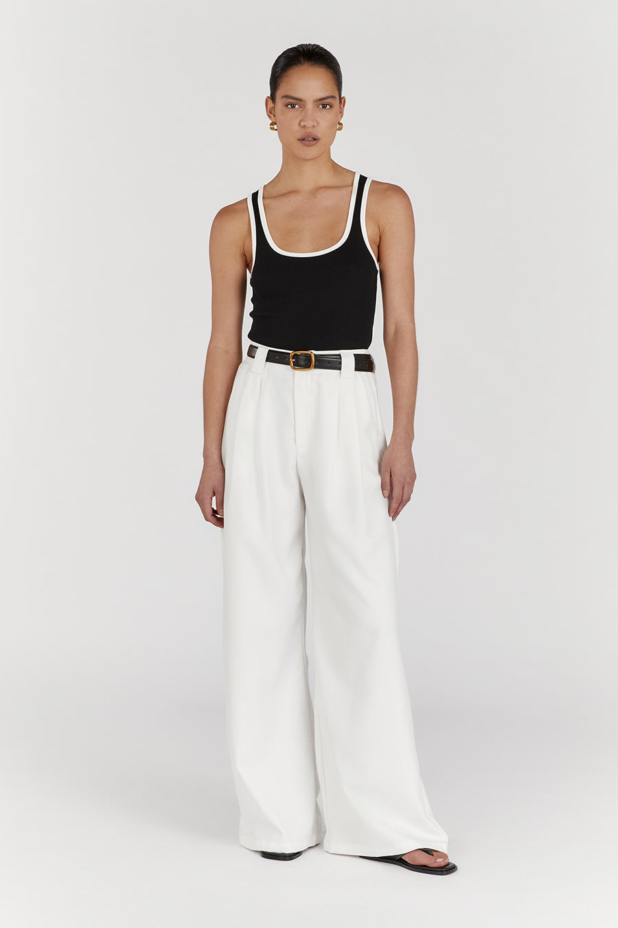 Harley White High Waist Wide Leg Wool Pants