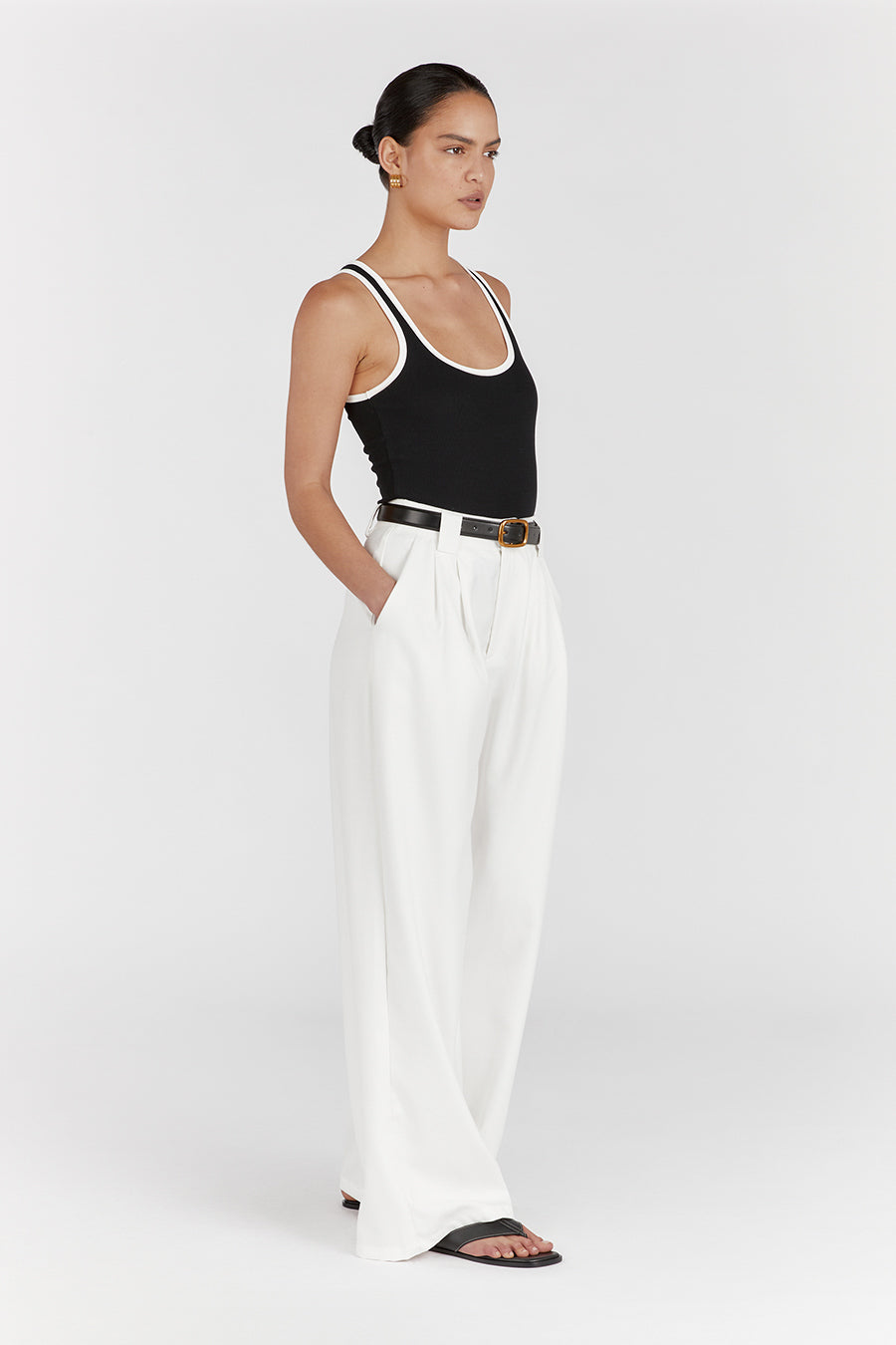 Harley White High Waist Wide Leg Wool Pants