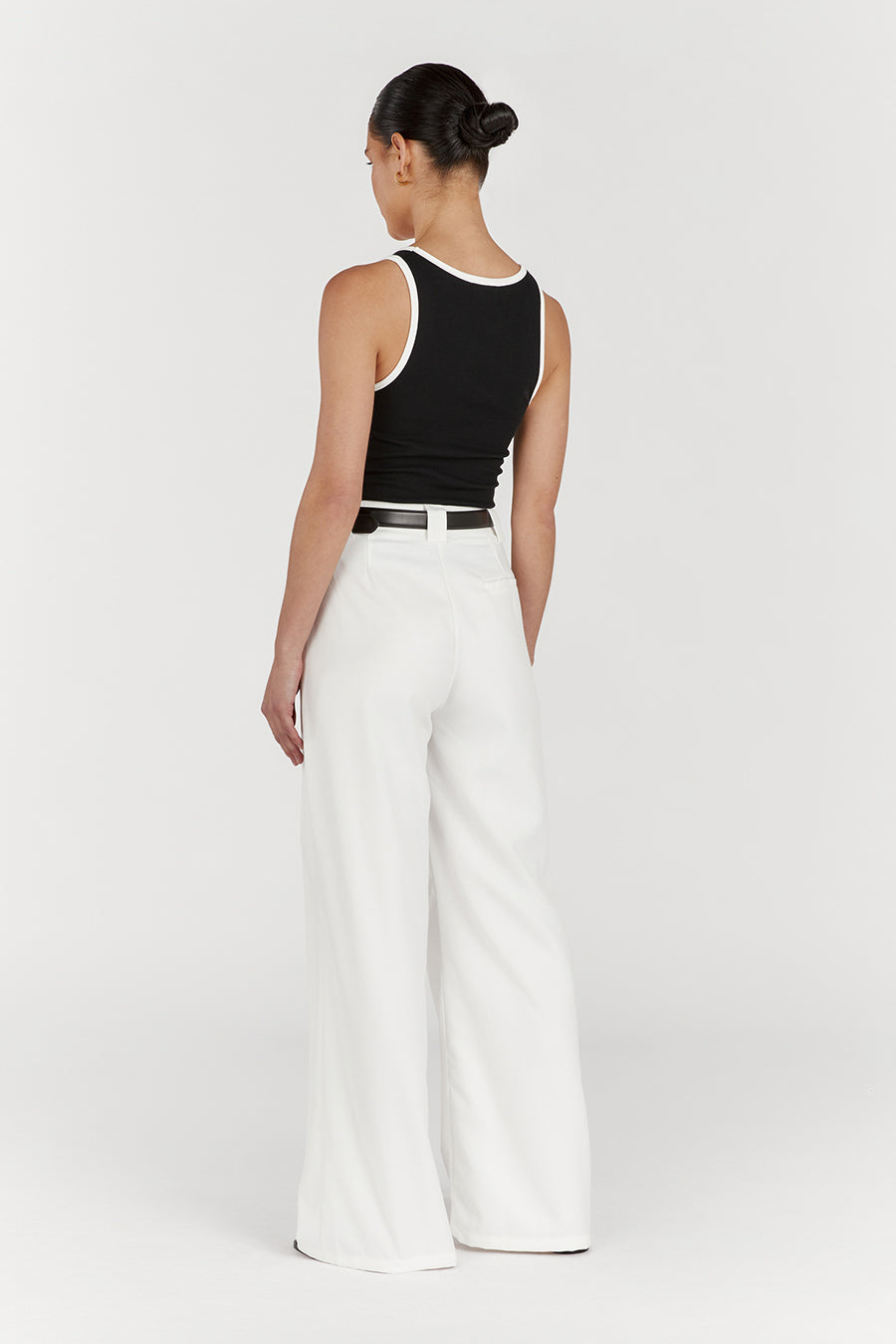 Harley White High Waist Wide Leg Wool Pants