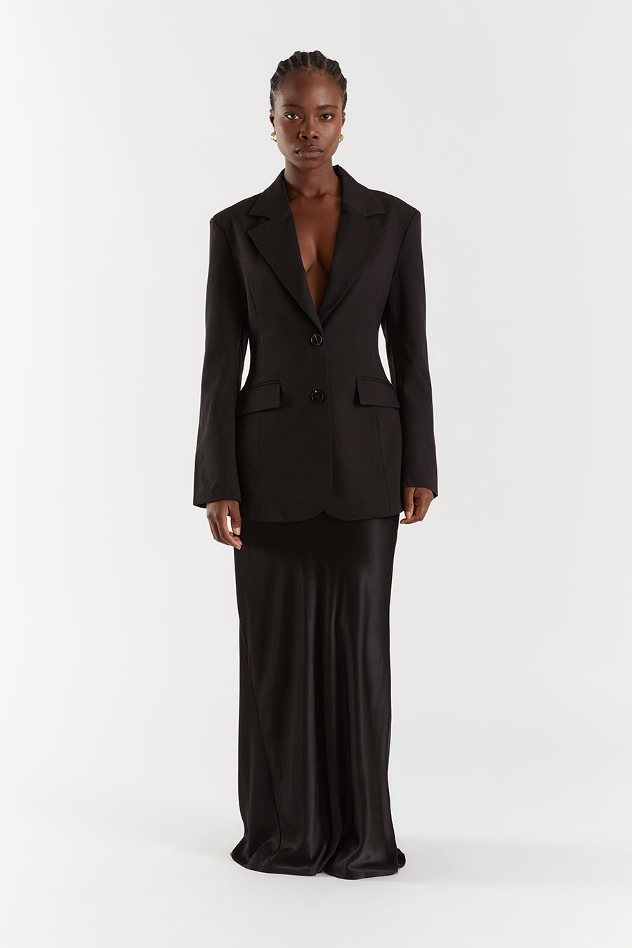 Apollo Black Cinched Blazer with Exaggerated Shoulders
