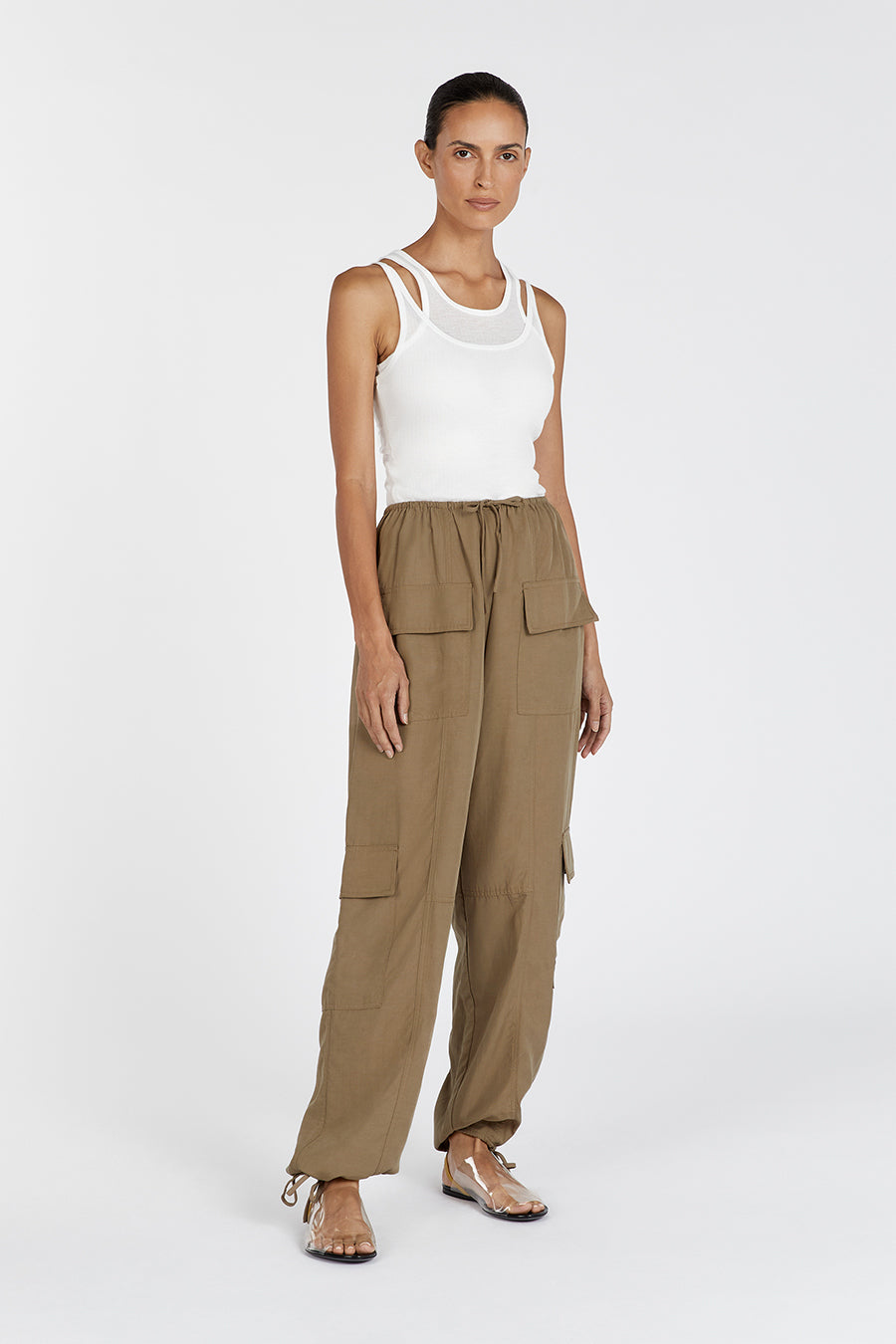 Heidi Fern Tencel Blend Cargo Pants - Lightweight & Adjustable Waist