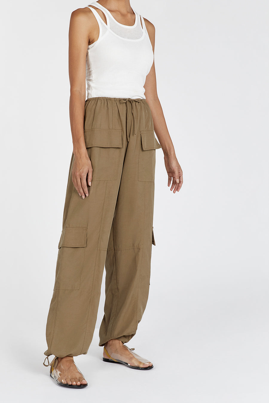 Heidi Fern Tencel Blend Cargo Pants - Lightweight & Adjustable Waist