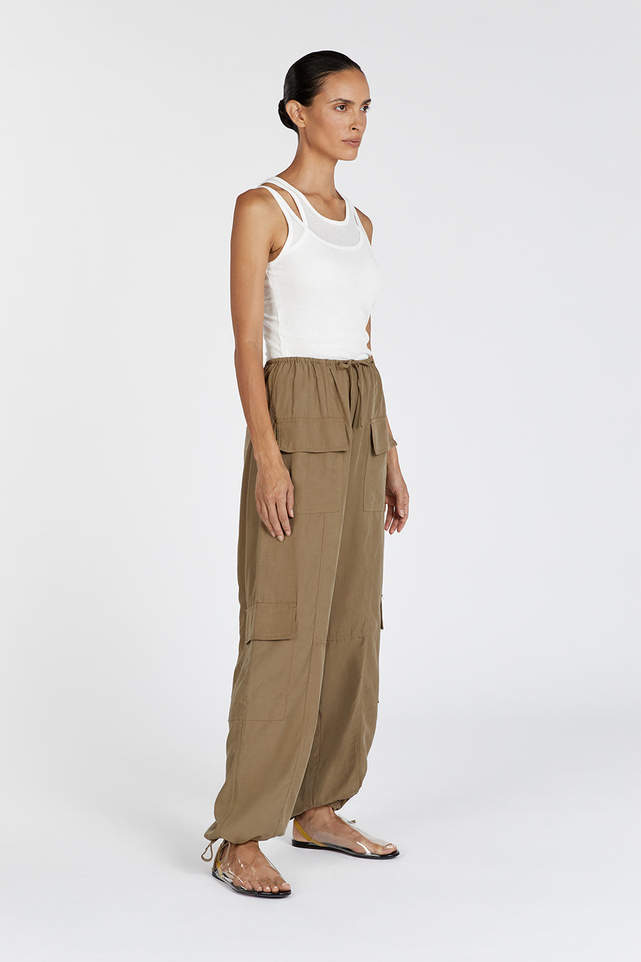 Heidi Fern Tencel Blend Cargo Pants - Lightweight & Adjustable Waist