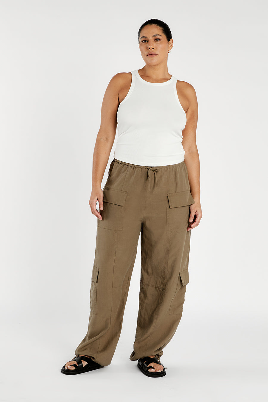 Heidi Fern Tencel Blend Cargo Pants - Lightweight & Adjustable Waist