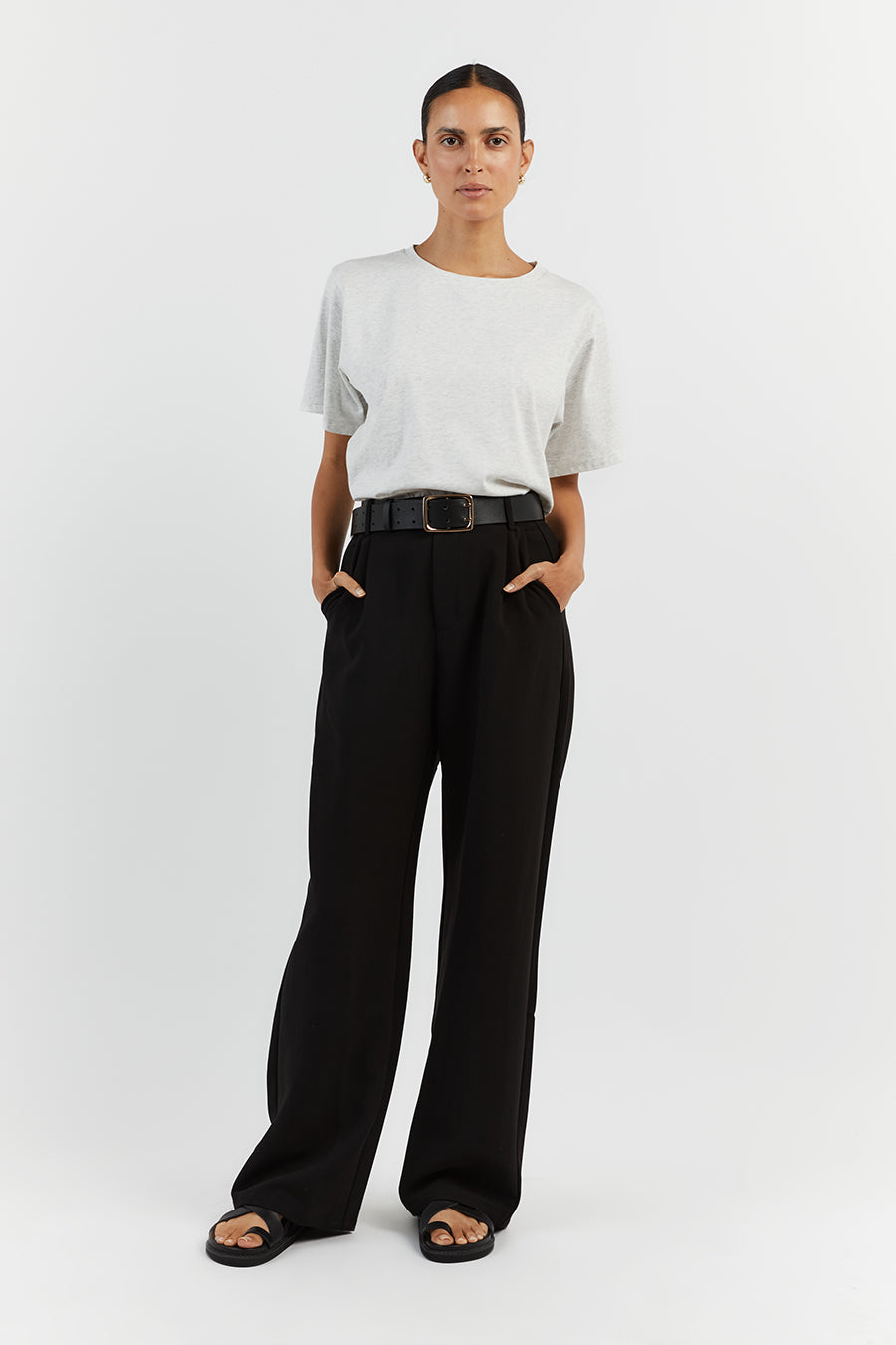 Charlotte Grey Marle Cotton Crew Neck T-Shirt