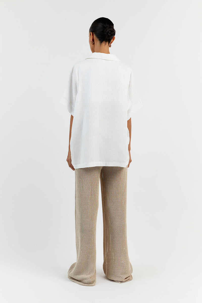 Ophelia Stone High Waist Crochet Wide Leg Pants