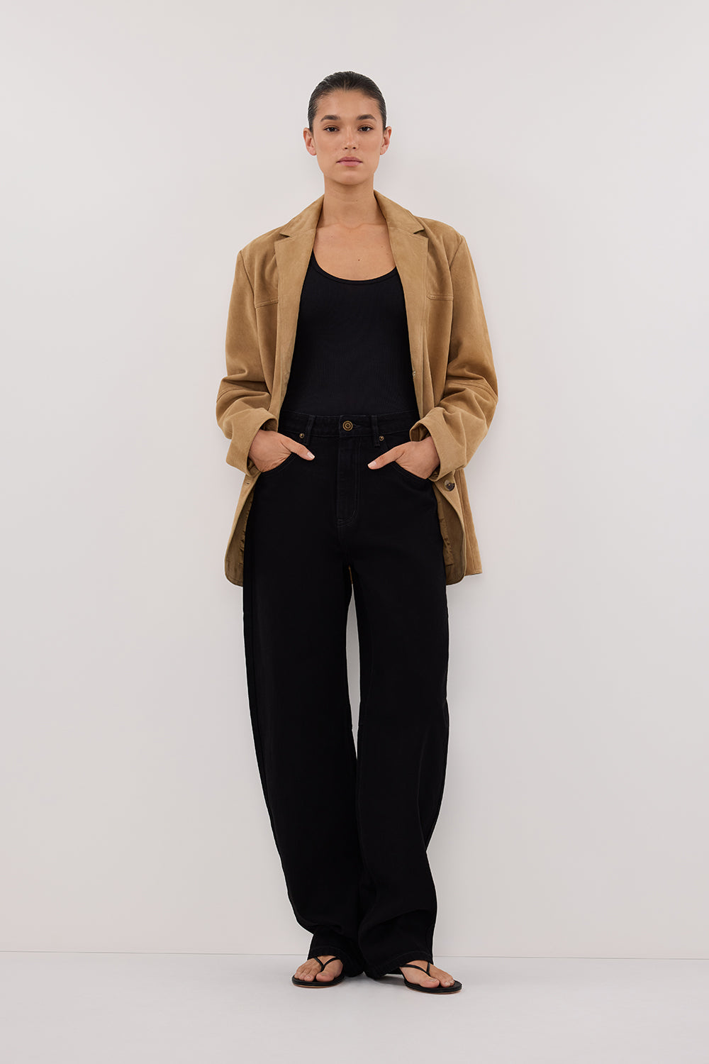 DISSH Black Barrel Leg Jeans - Relaxed Mid Rise Denim