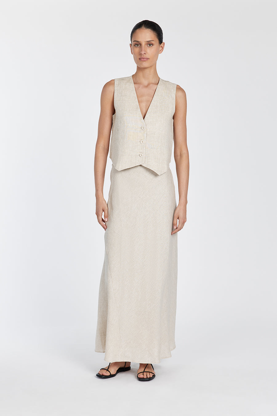 Banks Linen Vest for Women - Lightweight Sleeveless V-Neck Button-Up