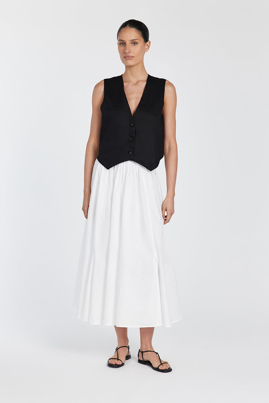 Banks Men's Black Linen Vest - Lightweight Sleeveless V-Neck