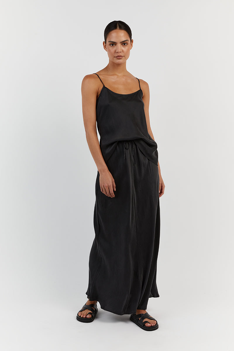 Layla Black Silk Cami Top - Lightweight Sleeveless