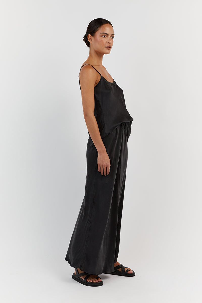 Layla Black Silk Cami Top - Lightweight Sleeveless