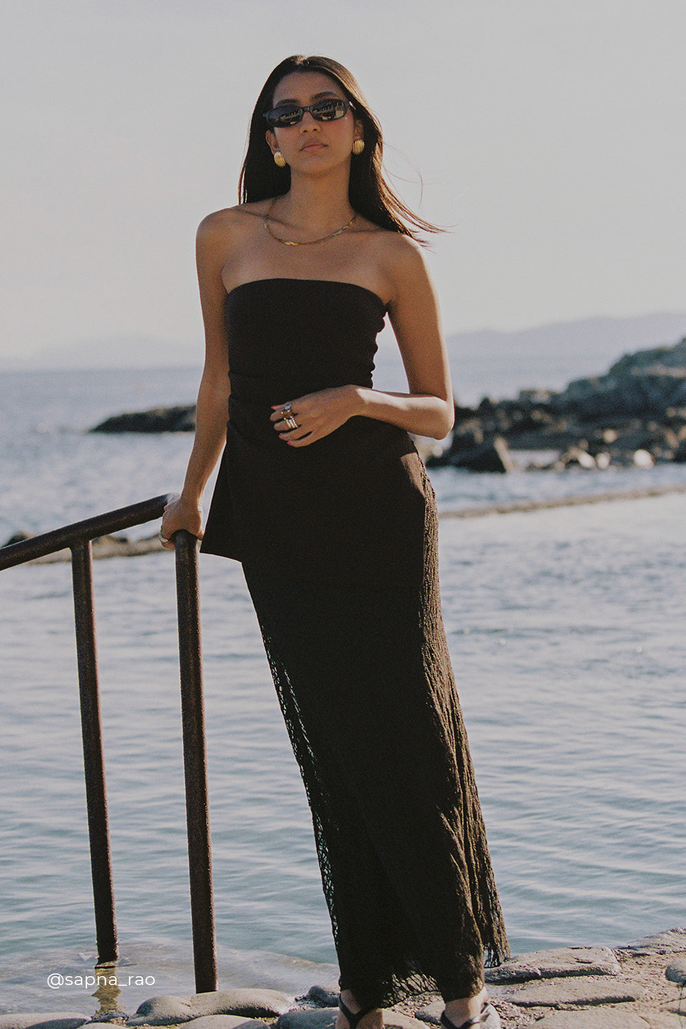 Lizzie Dark Chocolate Lace Maxi Skirt with A-Line Silhouette
