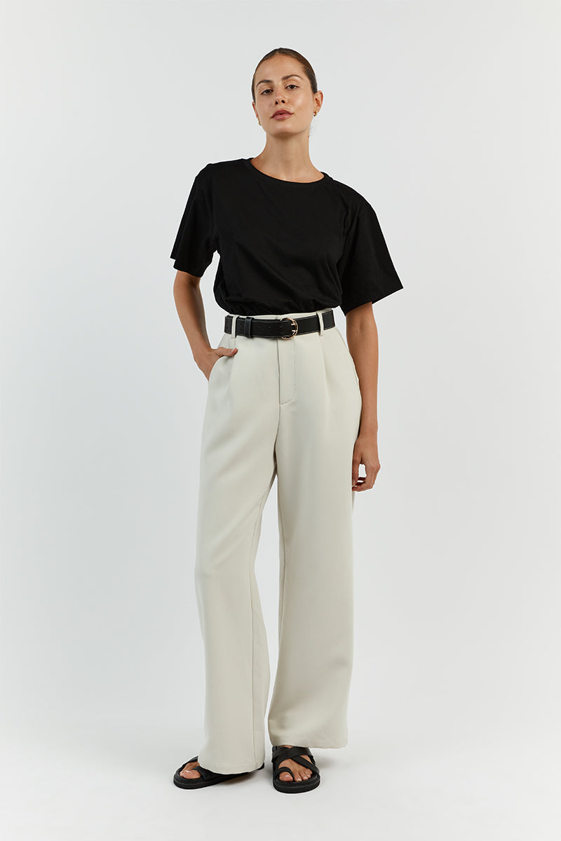 Charlotte Black Oversized Cotton Crew Neck T-Shirt