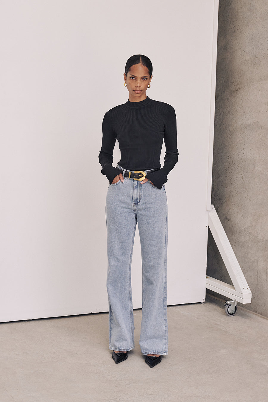 Alexa Blue High Rise Straight Leg Jeans for Women
