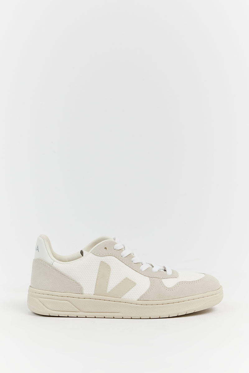 VEJA V-10 B-Mesh White Leather Sneakers for Men & Women