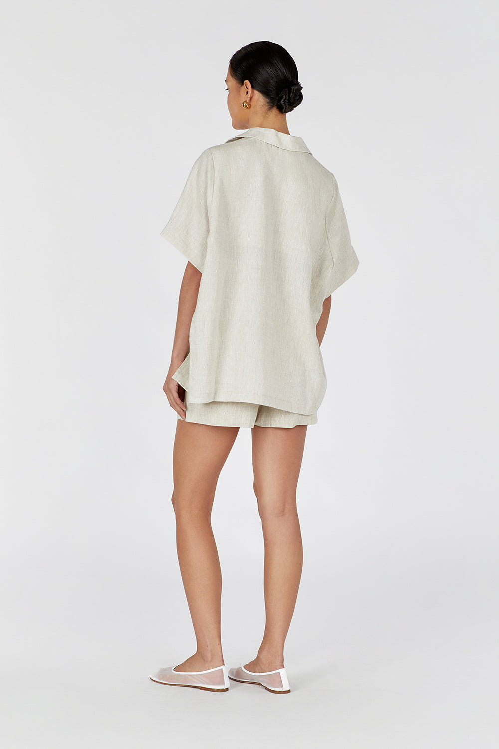 Campbell Oversized Linen Shirt – Short Sleeve & Pocket