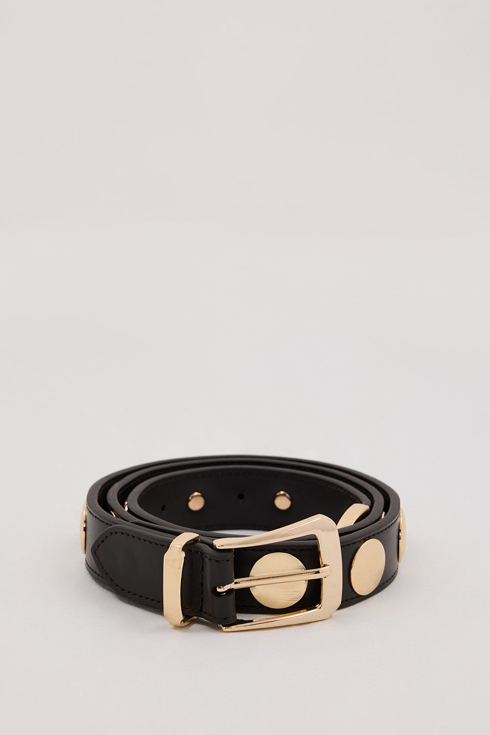 SENSO COCOA BOBBI Leather Belt with Gold Hardware