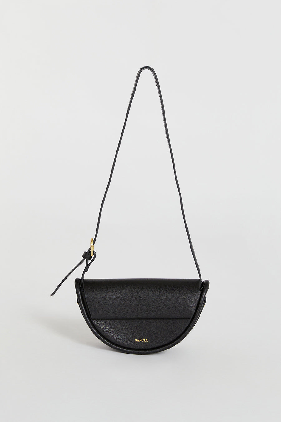 Sancia Aimee Black Leather Crossbody Bag with Adjustable Strap