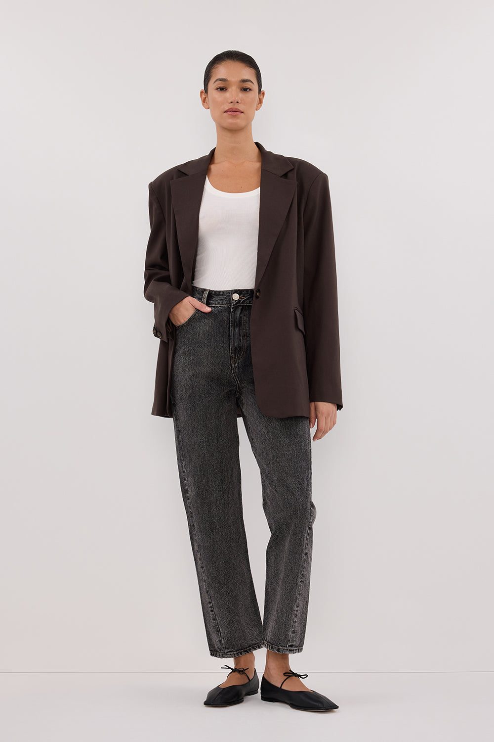 DISSH Finn Washed Black Twisted Seam Jeans - High Rise Straight Leg