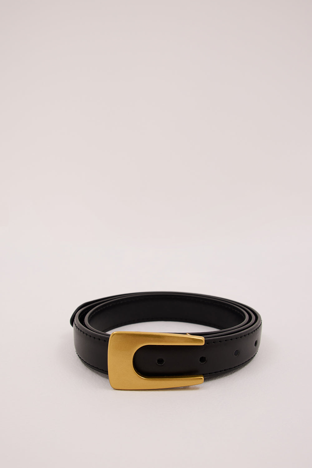 Noah The Label Black Genuine Leather Belt with Gold Buckle