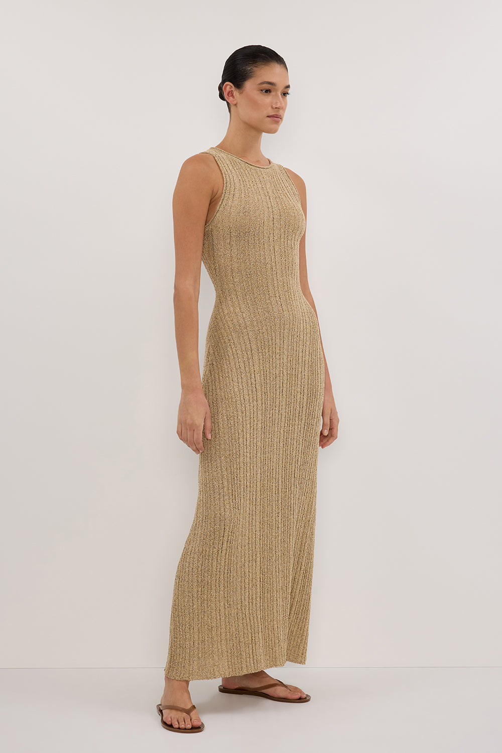 Gianna Ribbed Knit Maxi Dress - Sleeveless Form-Fitting Column