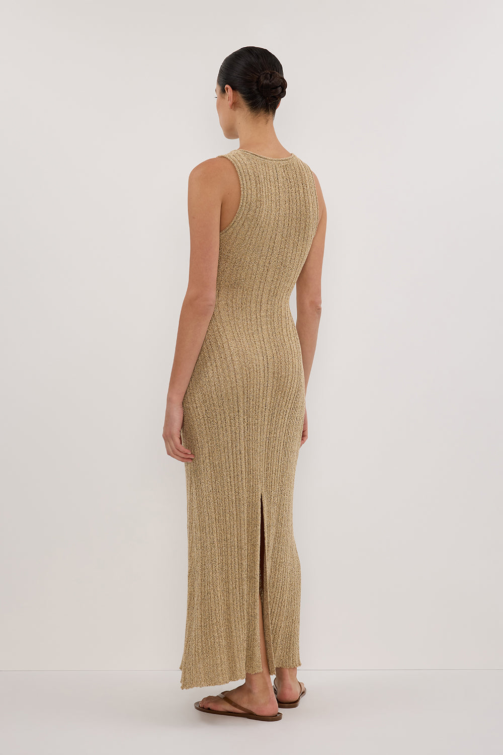 Gianna Ribbed Knit Maxi Dress - Sleeveless Form-Fitting Column