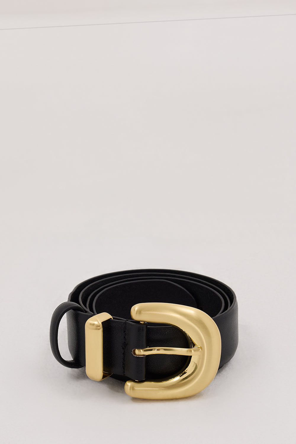 Sancia Myrna Handcrafted Black Leather Belt with Chunky Buckle