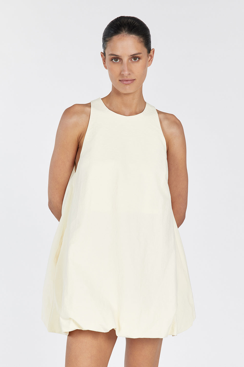 Renee Butter Sleeveless Cotton Mini Dress with Pockets