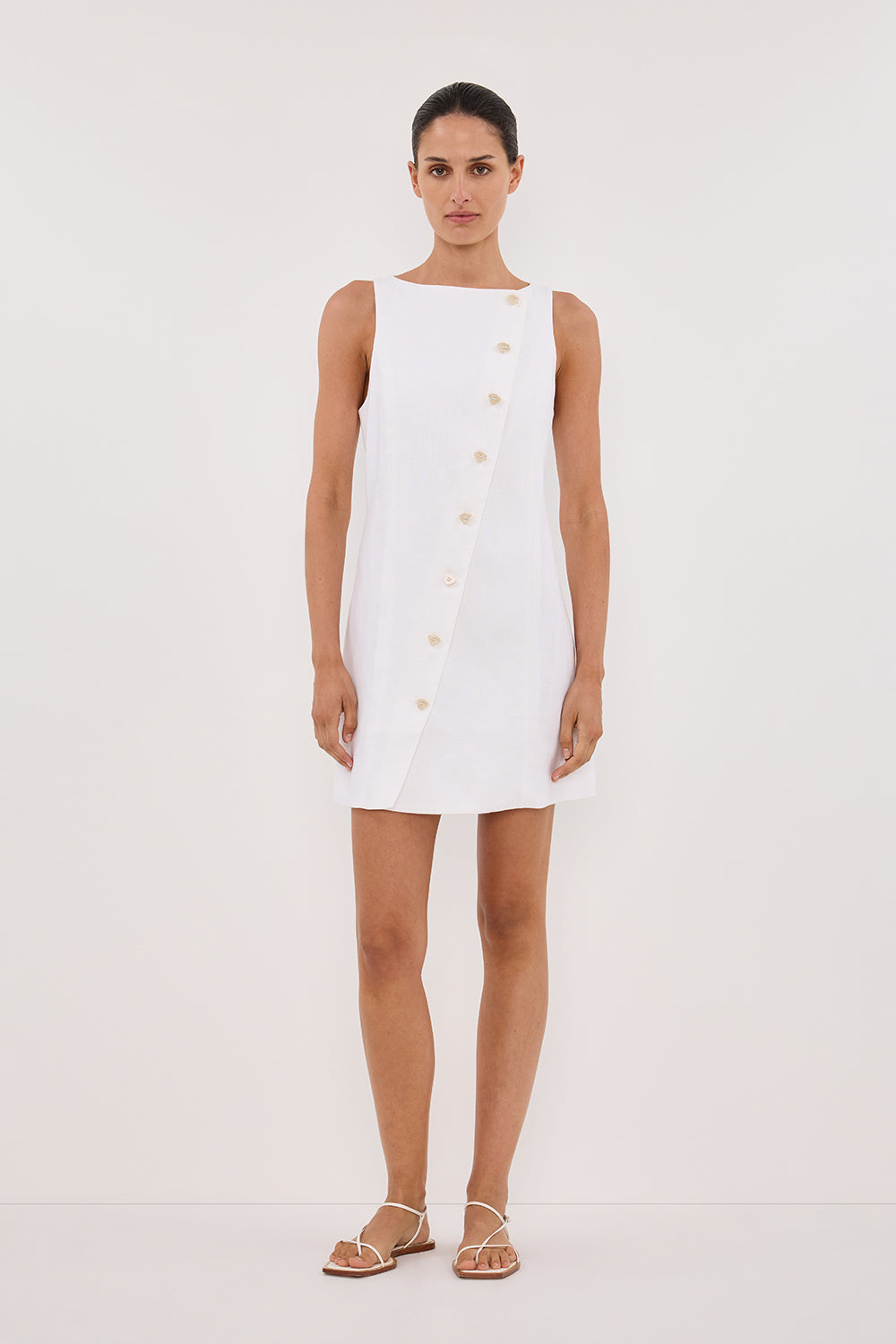 Tommy Hilfiger White Linen Mini Dress - Sleeveless Wrap Design