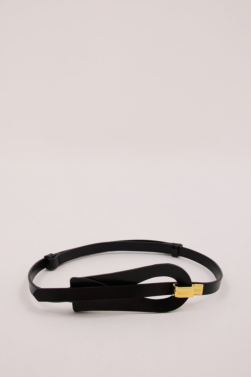 Noah The Label Black Leather Loop Belt – Adjustable Gold Clip