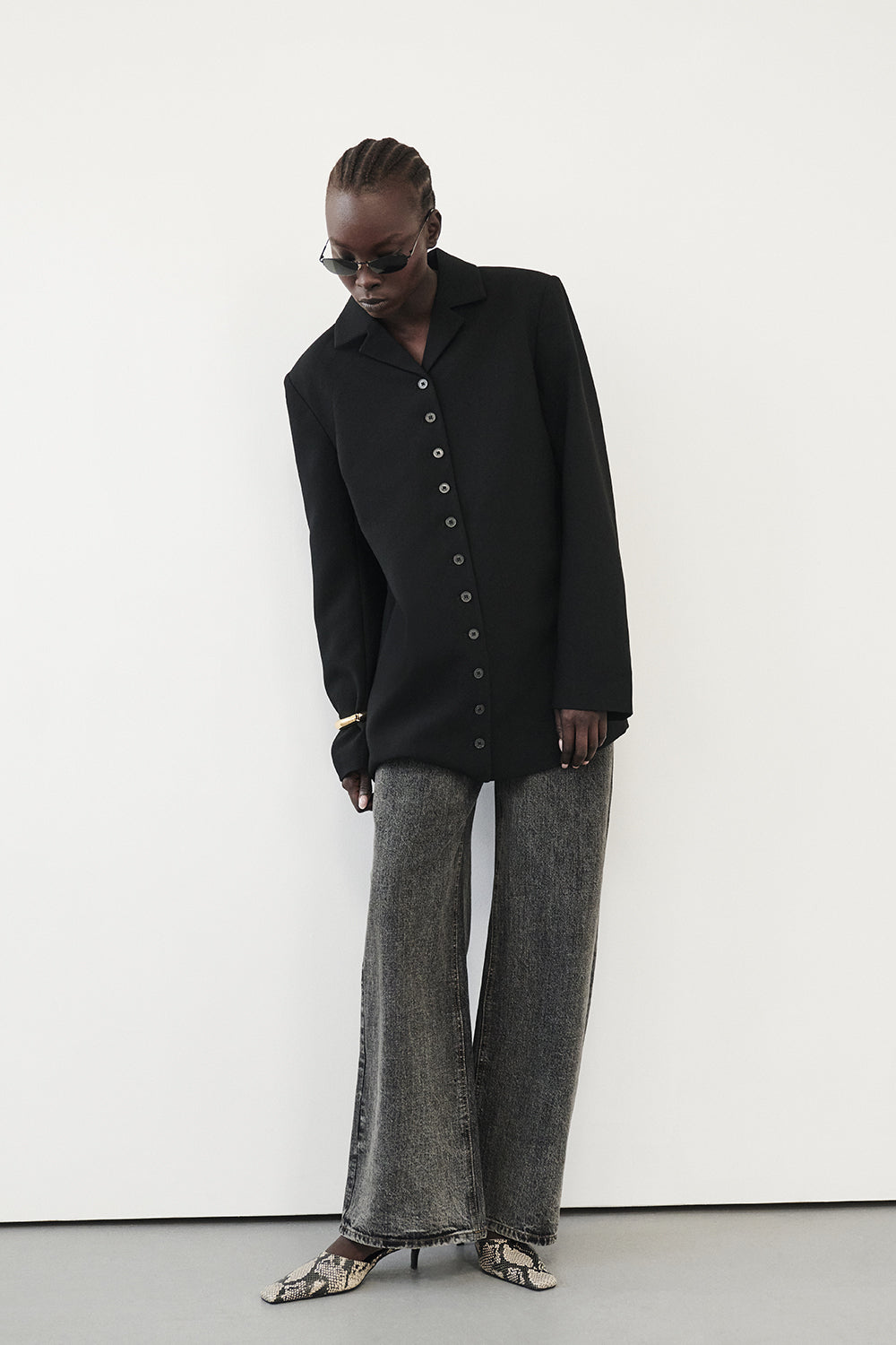 Ryker Black Oversized Relaxed Blazer with Structured Shoulders