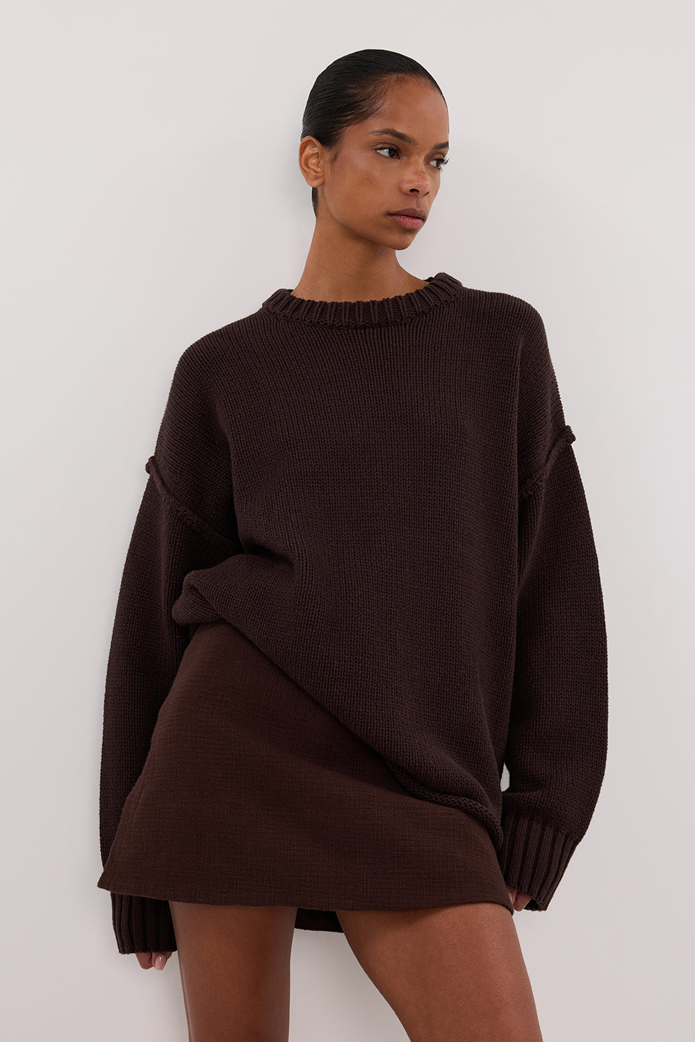 Chocolate Brown Mini Skort with Concealed Shorts – Nieve