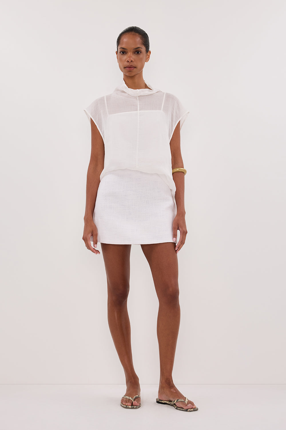 White Mini Skort with Concealed Shorts - Nieve High Waist A-Line Skirt