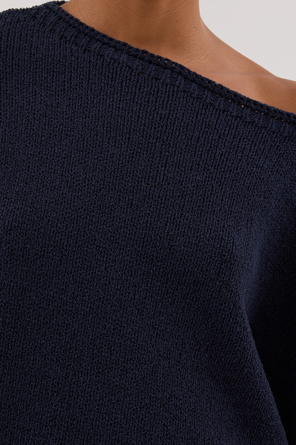 Jules Ink Relaxed Long Sleeve Knit Top with Boat Neck