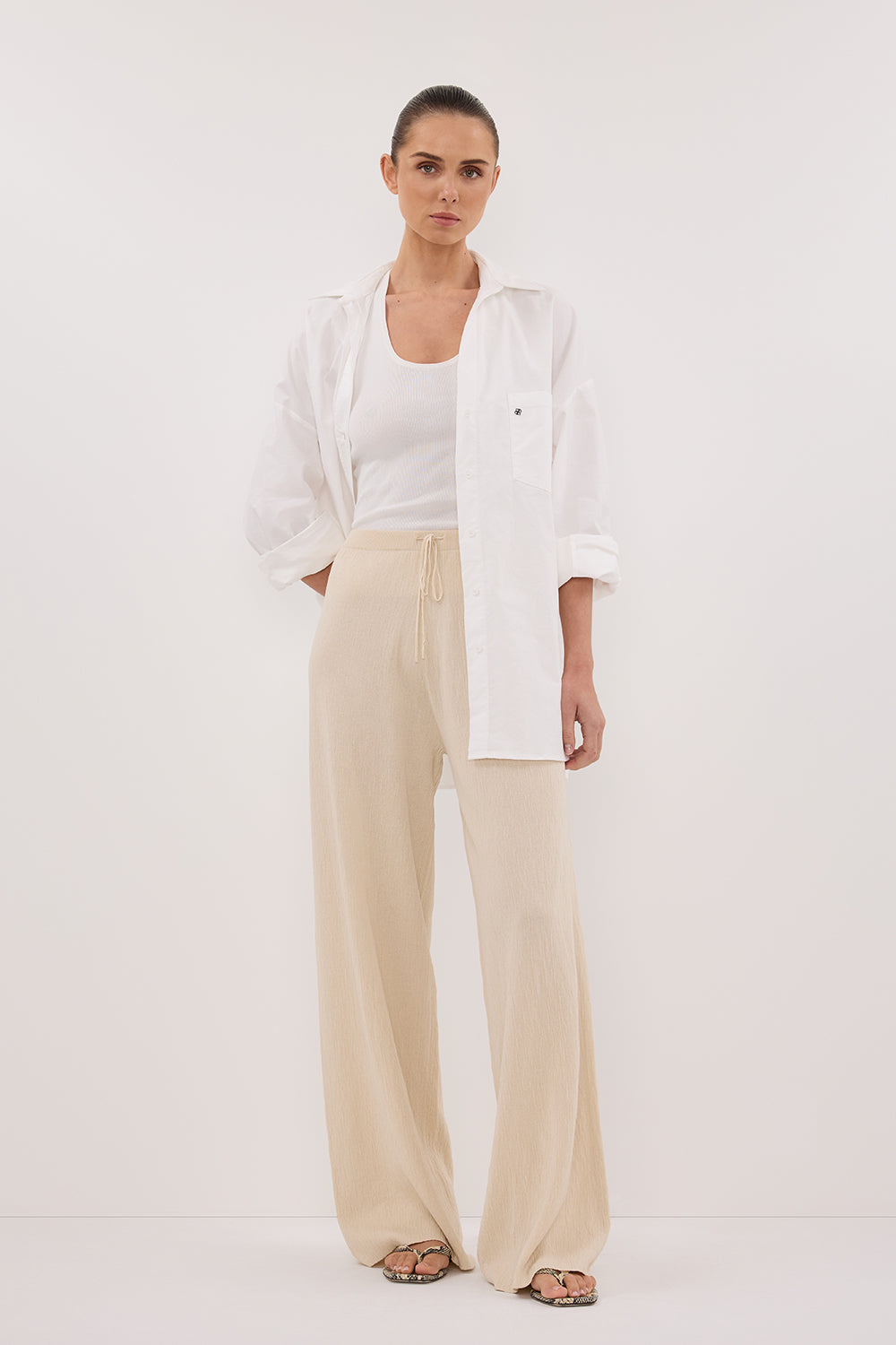 Alias High Rise Textured Knit Pants with Elastic Waistband