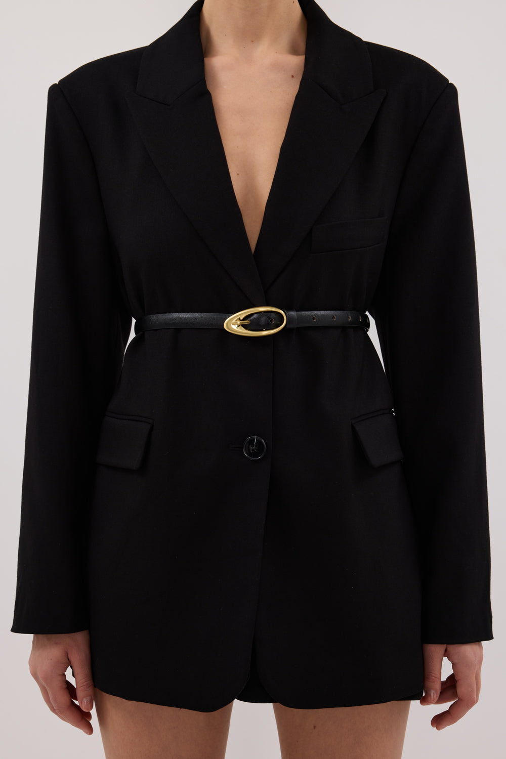 SANCIA Handcrafted Black Leather Belt with Gold Buckle