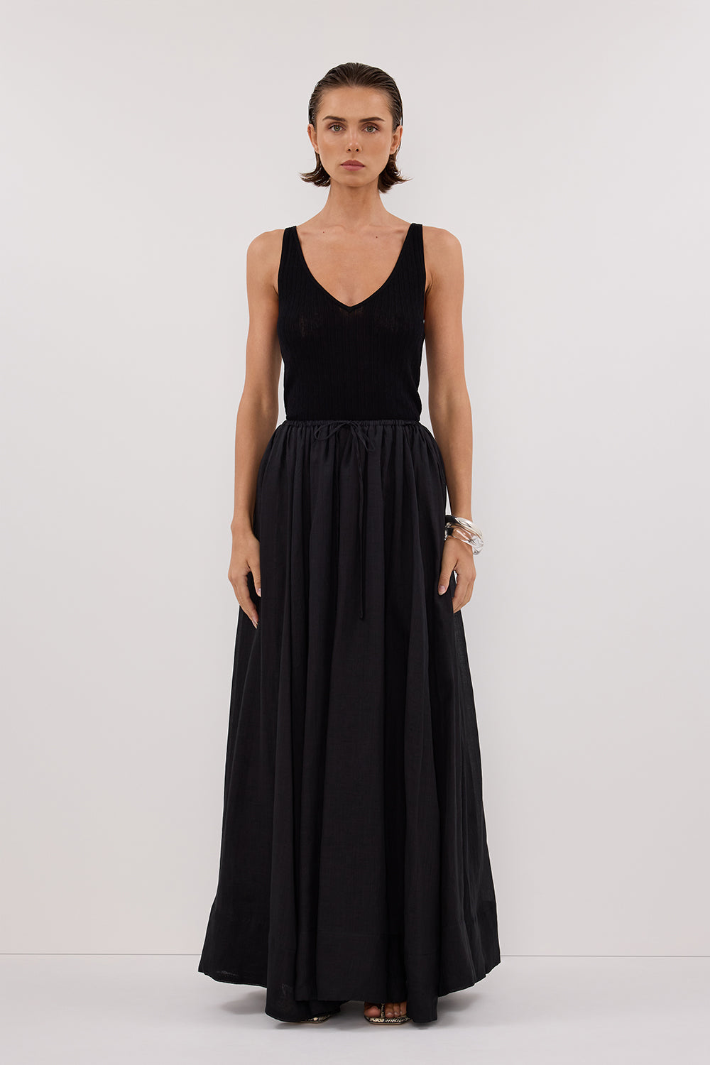 Black Knit Tank Top - Sleeveless V-Neck Long Length Rue