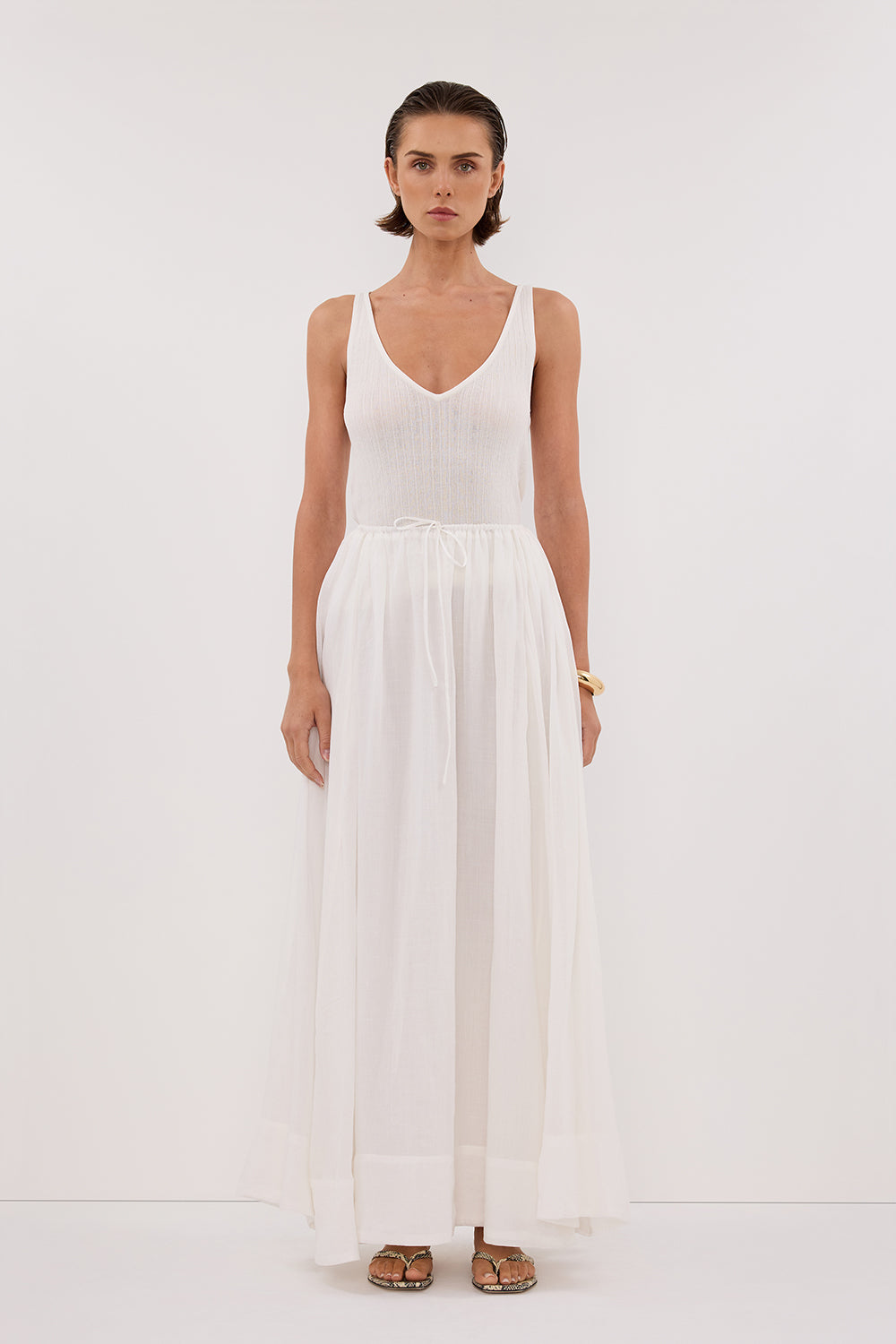 White Knit Tank Top - Rue Sleeveless V-Neck Longline Women's Top