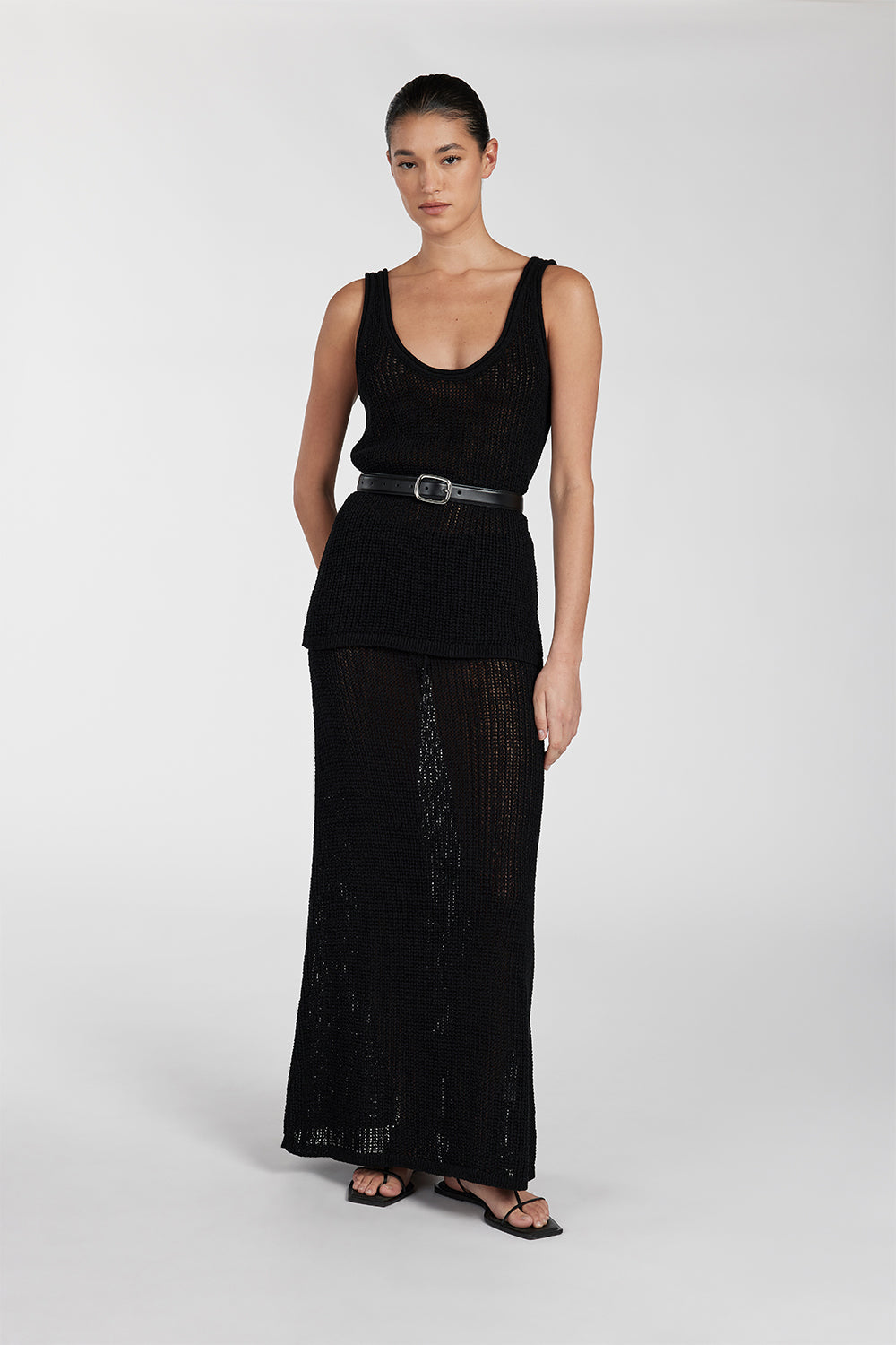 Black Crochet Tank Top - Margot Scoop Neck Sleeveless