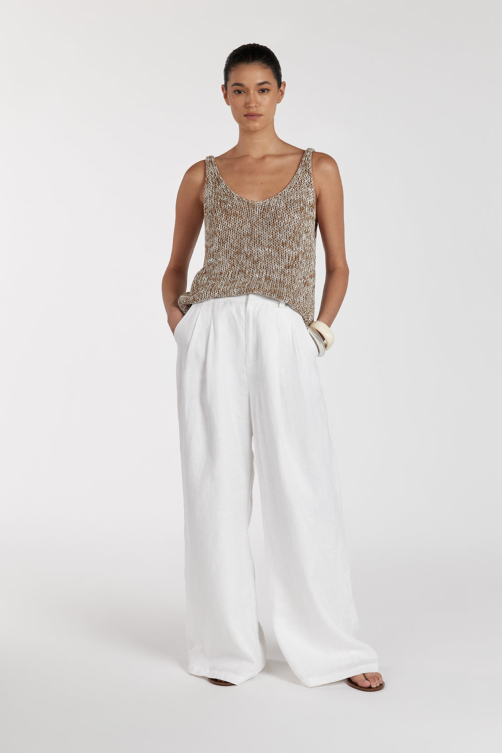 Heidi Tan Marle Scoop Neck Knit Tank Top - Relaxed Sleeveless