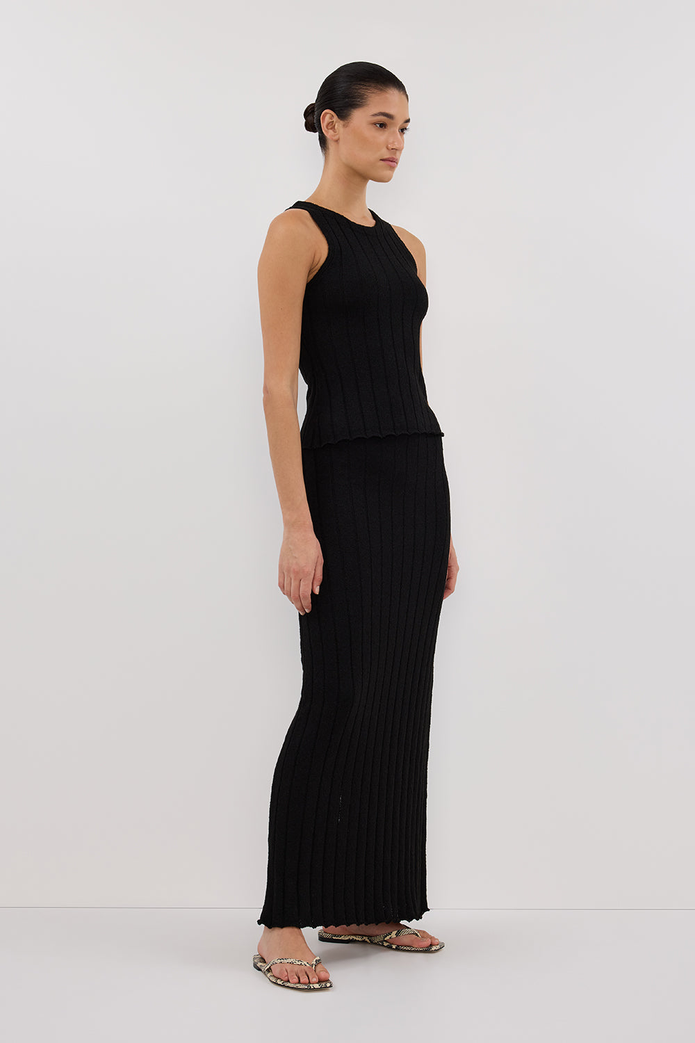 REM Women's Black Ribbed Knit Tank Top - Sleeveless Racerback