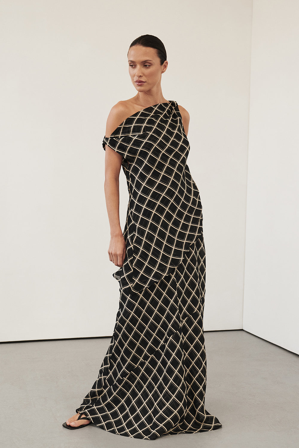 Arlington Black Sleeveless Twist Top with Asymmetric Neckline