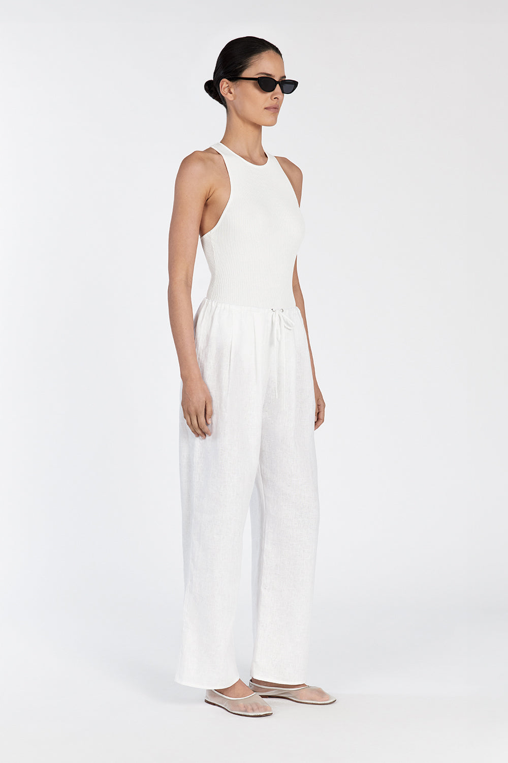 Martha Off White Racerback Bodysuit - Sleeveless & Form Fitting