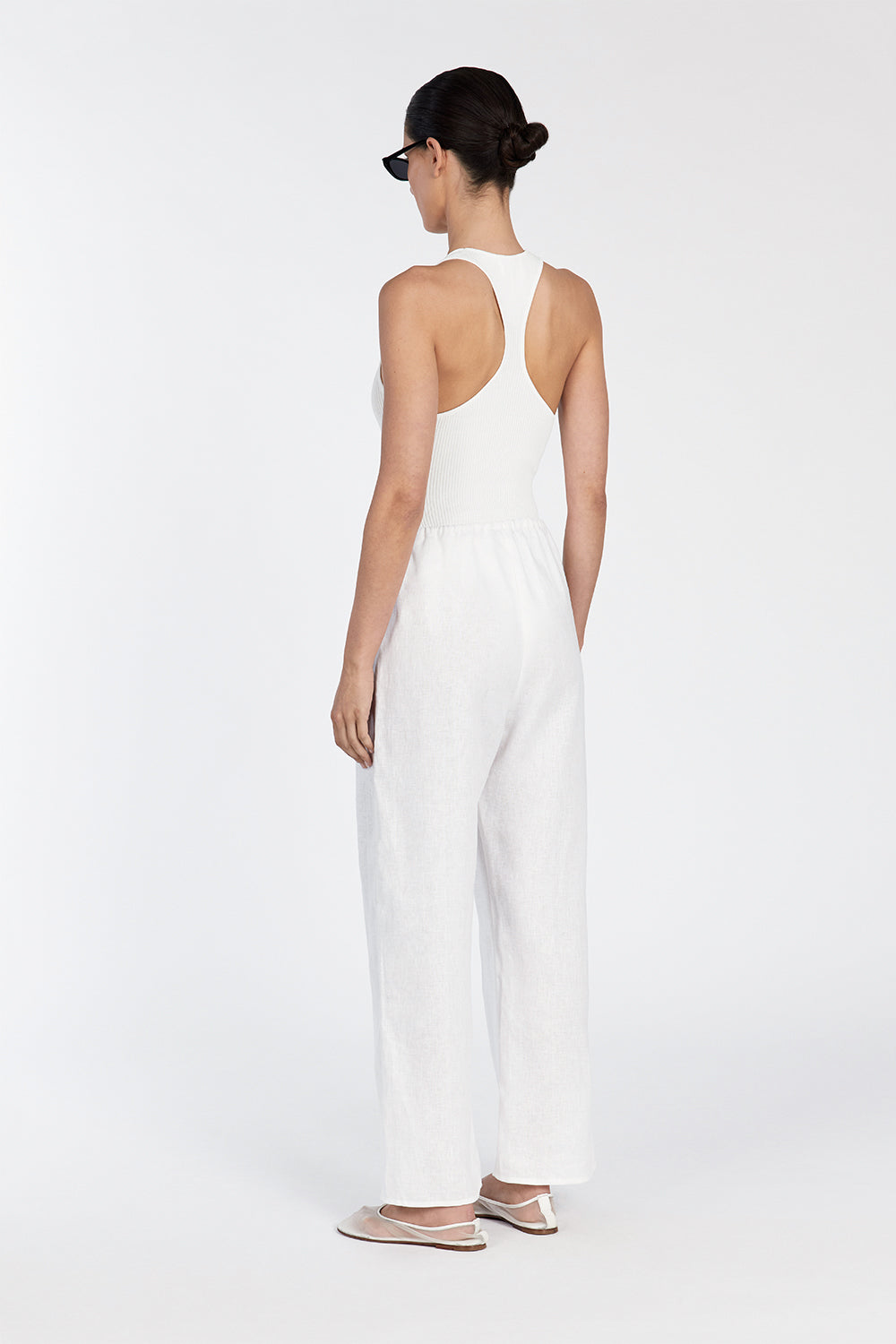 Martha Off White Racerback Bodysuit - Sleeveless & Form Fitting