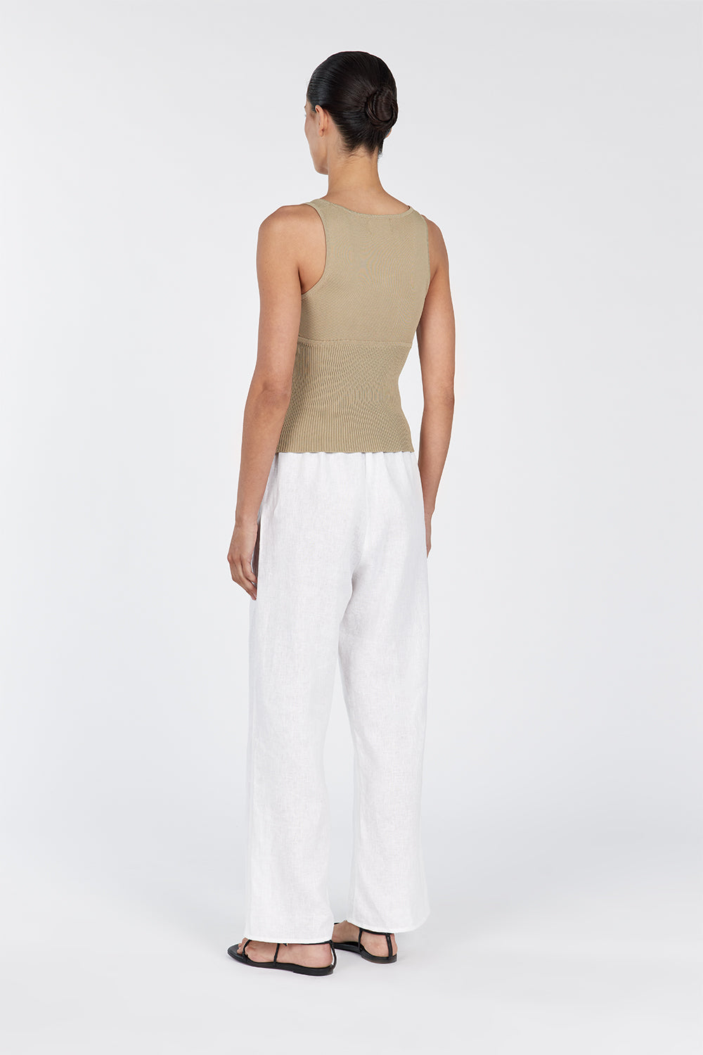 Milo Putty Sleeveless Knit Top with Scoop Neck & Ribbed Detail